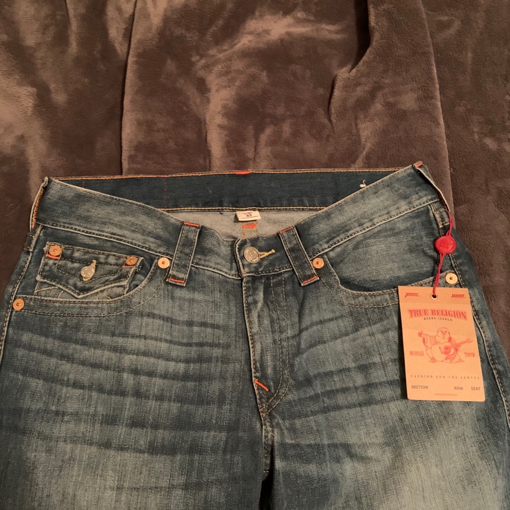 True religion jeans light w/ golden horseshoe